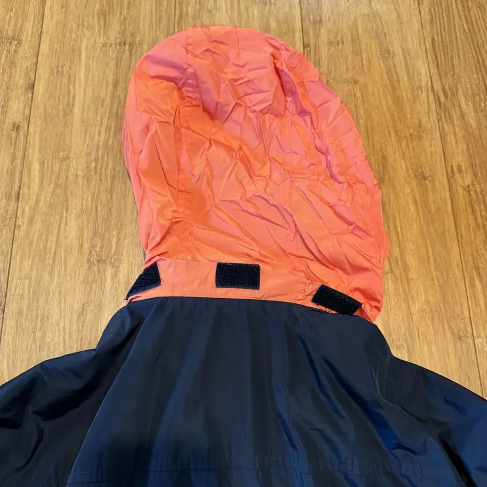 Michael Kors Navy & Orange Lightweight Windbreaker w/ Packable Hood Sz Large